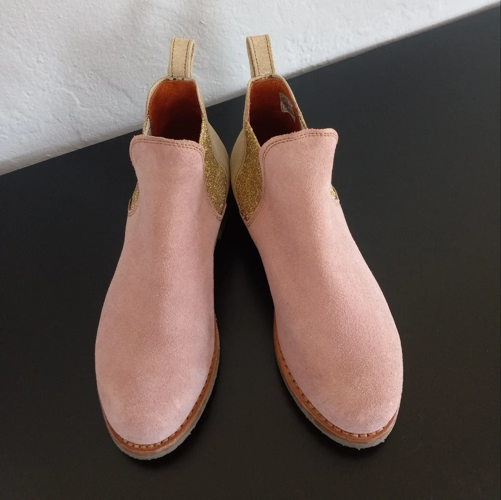 Penelope Chilvers Patchwork Safari Chelsea Boots Pink Gold 40EU